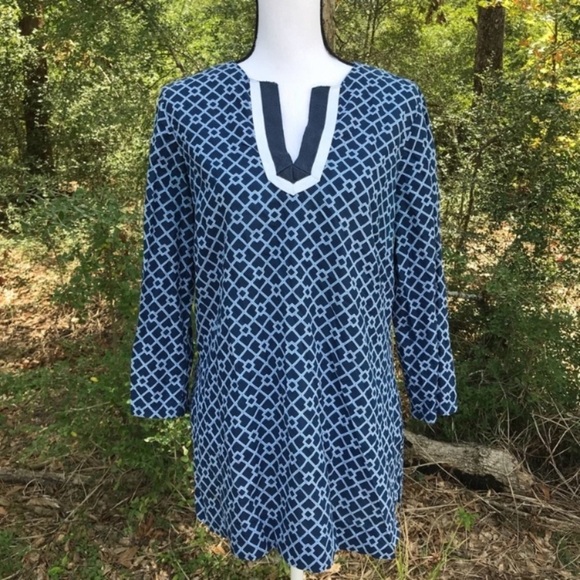 Brooks Brothers 346 Geometric Tunic Peasant Top Size M - Picture 2 of 7